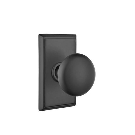 EMTEK Providence Knob 2-3/8 in Backset Passage w/Rectangular Rose for 1-1/4 in to 2 in Door Flat Black 8121PUS19